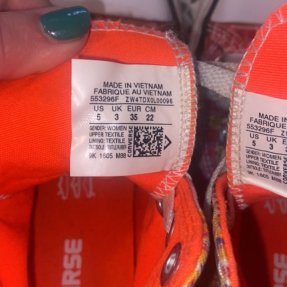 Converse Canvas High Top Floral Orange and Red Pattern-Women’s Size 5 - Picture 8 of 8